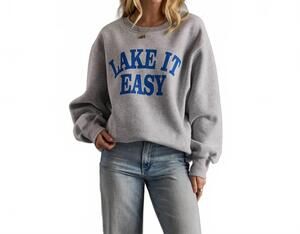 NEW PANACHE APPAREL lake it easy crewneck sweatshirt in grey